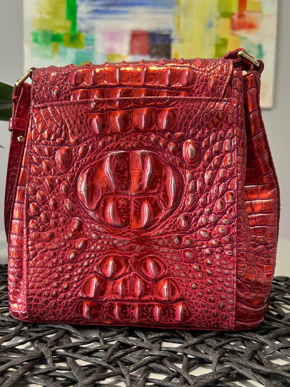 ♥️ Brahmin Margo Metallic Red Dragon Crossbody & Matching Small Veronica Wallet - Picture 9 of 15